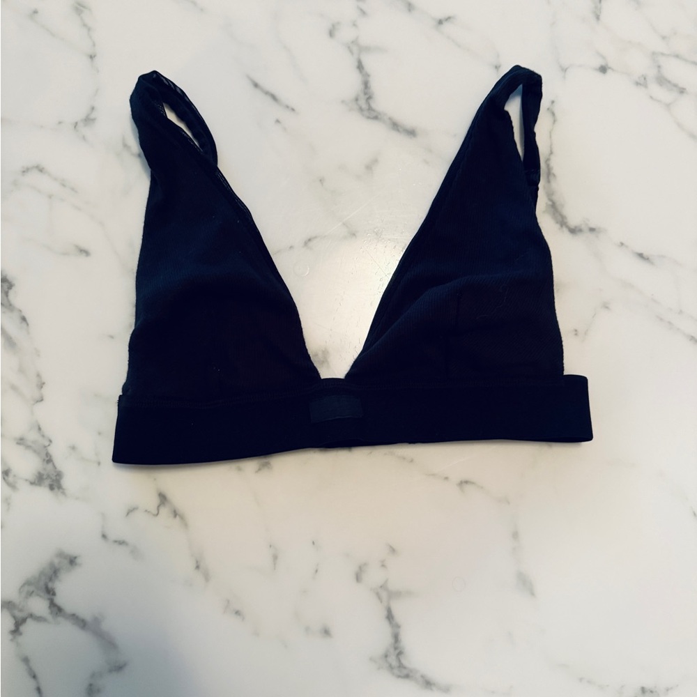 Skims Cotton Rib Plunge Bralette